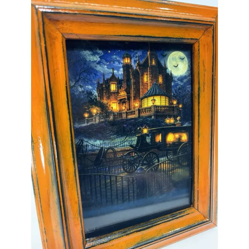 OOAK Haunted Mansion Halloween Framed Artwork Gothic Wall Decor 8x10